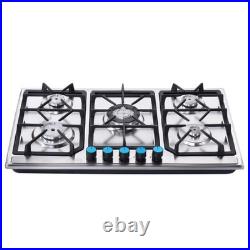 Gas Stove Top With5 Burner Built-in Gas Cooktop 34in Stainless Steel NG/LPG