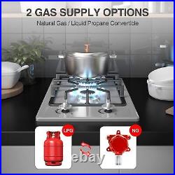 Gas Stove Top with 2 Burner Built-in Gas Cooktop 12 inch Stainless Steel NG/LPG