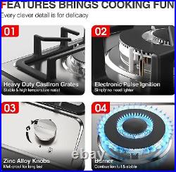 Gas Stove Top with 2 Burner Built-in Gas Cooktop 12 inch Stainless Steel NG/LPG