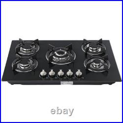Gas Stove Top with Thermocouple Protection 30 Inch 5 Burner Built-in Black Unit