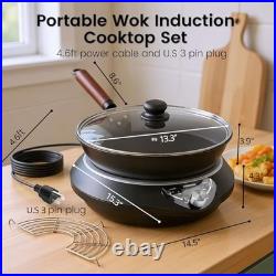 GastroGear 1700W Induction Cooktop Wok With Pan 1.97 Deep Induction Burner