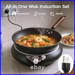 GastroGear 1700W Induction Cooktop Wok With Pan 1.97 Deep Induction Burner