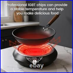 GastroGear 1700W Induction Cooktop Wok With Pan 1.97 Deep Induction Burner