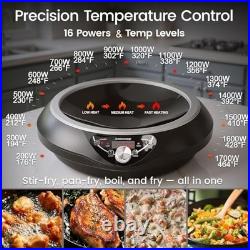 GastroGear 1700W Induction Cooktop Wok With Pan 1.97 Deep Induction Burner