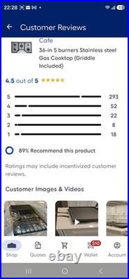 Ge CAFE Cook top CGP95362MS1 36x21x6 Cooktop
