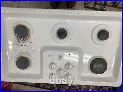 Ge Profile 36 Gas Cooktop Recessed 5 Sealed Burners White Porcelain Enamel Rare