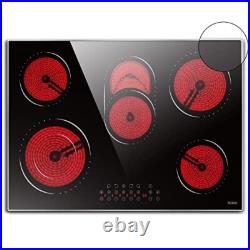 Hobsir 30 Inch Electric Cooktop 5 Burners Ceramic Cooktop, 8400W Drop-in 220-240