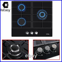 I24 Cooktop 3 Burners Gas Stove Top Tempered Glass Black Built-In LPG/NG Gas US