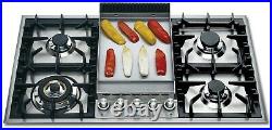 ILVE 36 Gas Cooktop- NG 5 Burners + Griddle Stainless Steel