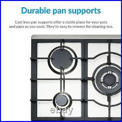 IQ 75cm Stainless Steel 5 Burner Gas Hob with Cast Iron Pan Supports