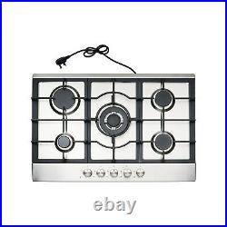 IQ 75cm Stainless Steel 5 Burner Gas Hob with Cast Iron Pan Supports