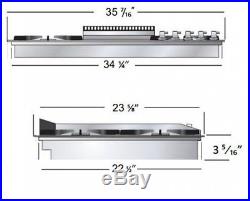 Ilve UXLP90F 36 Pro Gas Cooktop 4 Sealed Burners Stainless Steel With Griddle