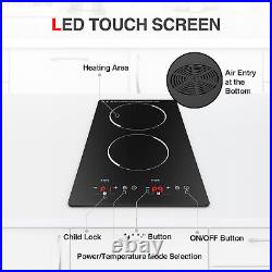 Induction Cooktop 12 Inch Bulit-in 2 Burners Electric Cooktop 3000W Timer Lock