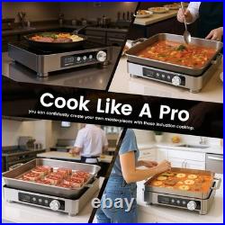 Induction Cooktop 1700W Commercial Large Portable Electric Stove 24h Timer Hob