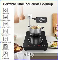 Induction Cooktop 2 Burner Electric Stove Top Electric Cooktop Touch Screen 110V