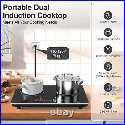 Induction Cooktop 2 Burner Portable Electric Stove Top Touch Screen 110V 4000W