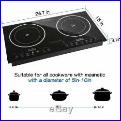 Induction Cooktop, 2000W Double Countertop Burner Digital Sensor and Kids Safety