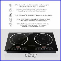 Induction Cooktop, 2000W Double Countertop Burner Digital Sensor and Kids Safety