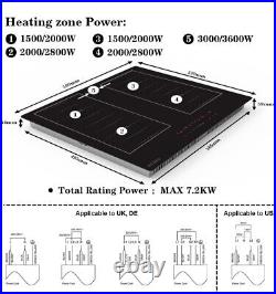 Induction Cooktop 24 Inch, Built in Cooker Electric Hot Plate 4 Zones, BBQ