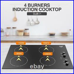 Induction Cooktop Built-In 4 Burner 30 Inch Electric Cooktop Knob Control 6000W