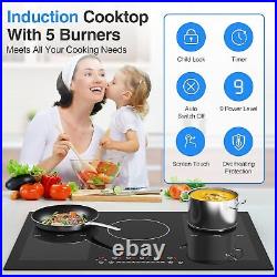 Induction Cooktop Built-In 5 Burner Electric Stove Top Touch Control 220V 9000W