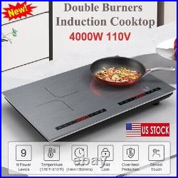 Induction Cooktop Electric Cooktop 2 Burner Glass Cooktop Stove 110V 4000W Touch