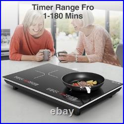 Induction Cooktop Electric Cooktop 2 Burner Glass Cooktop Stove 110V 4000W Touch