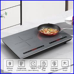 Induction Cooktop Electric Cooktop 2 Burner Glass Cooktop Stove 110V 4000W Touch