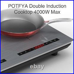 Induction Cooktop Electric Cooktop 2 Burner Glass Cooktop Stove 110V 4000W Touch