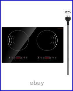 Induction Cooktop Electric Cooktop Built-in 2 Burner Glass Cooktop Stove 120V US
