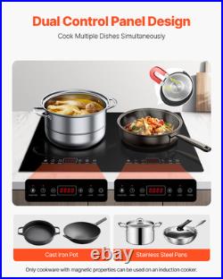 Induction Cooktop Electric Cooktop Built-in 2 Burner Glass Cooktop Stove 120V US
