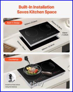 Induction Cooktop Electric Cooktop Built-in 2 Burner Glass Cooktop Stove 120V US