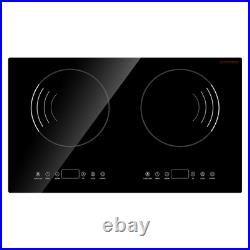 Induction Cooktop Electric Cooktop Built-in 2 Burner Glass Cooktop Stove 120V US