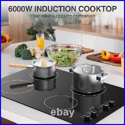 Induction Cooktop with 4 Burner 30inch Electric Stovetop Knob Control 220V 6000W