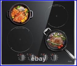 Induction Hob Black Glass Electric Cooktop Built-in 4 Zone with