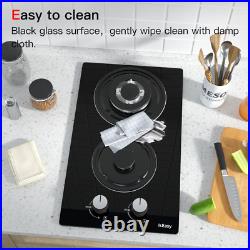IsEasy 12 Gas Cooktop Built in 2 Burners Tempered Glass Panel LPG/ NG Gas Stove