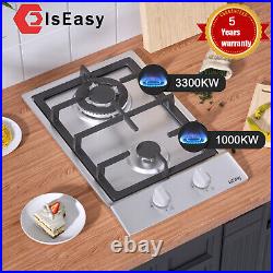 IsEasy 12 Inches Gas Cooktop 2 Burners Drop-in Stainless Steel LPG/NG Gas Stove