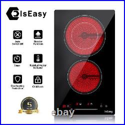 IsEasy 2 Burner 12 Electric Radiant Ceramic Cooktop Touch Control Timer US