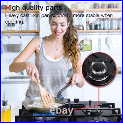 IsEasy 24 3 Burners Cooktop Gas Stove Top Tempered Glass Built-In LPG/NG Gas