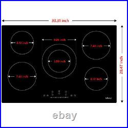 IsEasy 30 Electric Ceramic Cooktop 5 Burners Built-in Stove Touch Control Black