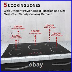 IsEasy 36 Induction Cooktop Built-in 5 Burner Touch Control Timer 9Power Levels