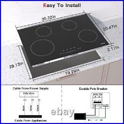 IsEasy Built-in Electric Cooktop Ceramic Stove 4 Burner Touch/Knob Control Timer