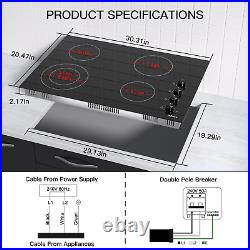 IsEasy Electric Ceramic Cooktop Built-In 5/4 Burner Knob/Touch Control Stove Hob