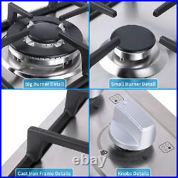 IsEasy Gas Cooktop 4 Burners Built-in Glass Panel Stainless Steel LPG/NG Hob