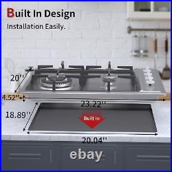 IsEasy Gas Cooktop 4 Burners Built-in Glass Panel Stainless Steel LPG/NG Hob