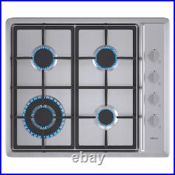 IsEasy Gas Cooktop 4 Burners Built-in Glass Panel Stainless Steel LPG/NG Hob