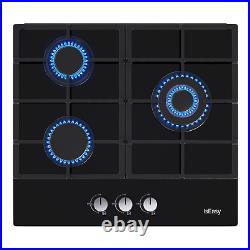 IsEasy Gas Cooktop Stove Tempered Glass Cooker Built-in LPG/NG Gas Cooker Black