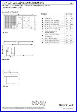 Jenn-Air 45 Modular Electric Downdraft Cooktop Radiant & Grill NEW JED8345ADW