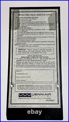 Jenn Air Electric Cooktop Downdraft Grill Model G102 TESTED Installation Sheets