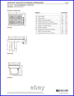 Jenn Air JGD3430WS 30 Stainless 4 Burner Downdraft Natural Gas Cooktop READ